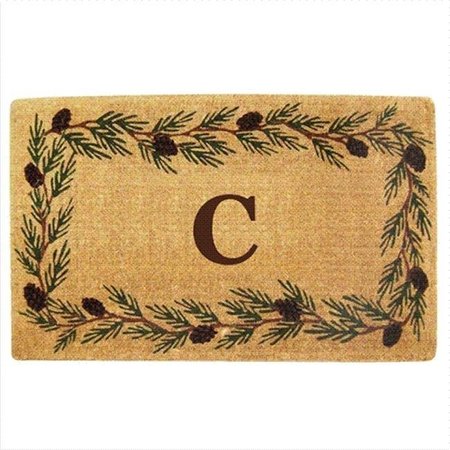 NEDIA HOME Nedia Home 02014C Heavy Duty Coco Mat 30 x 48 In. Evergreen Border Monogrammed C O2014C